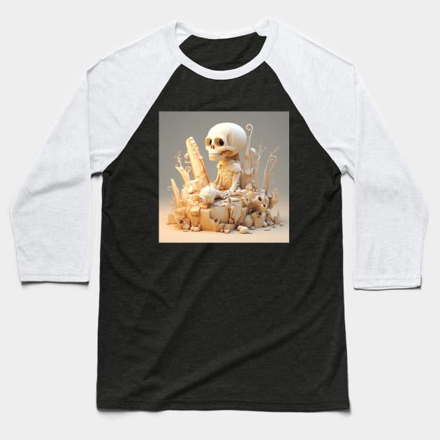 funny preppy skeleton waiting for a soul mate Baseball T-Shirt by MilkyBerry